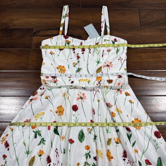 Antonio Melani Style By Simkins Size 14 White Floral Maybry Belt Maxi Dress - Picture 6 of 13